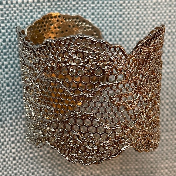AURELIE BIDERMANN Rose Gold Lace Cuff Bracelet Authentic Jewelry France Like New - Picture 11 of 14